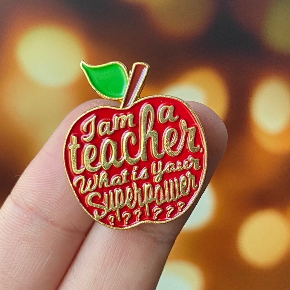 Teacher Red Apple Enamel Pin/ Brooch